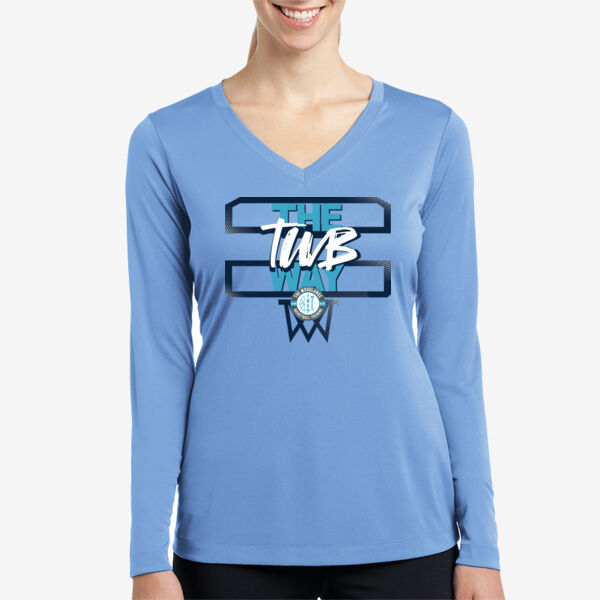 The Woodlands Basketball Ladies Long Sleeve PosiCharge Competitor V Neck Tee Thumbnail